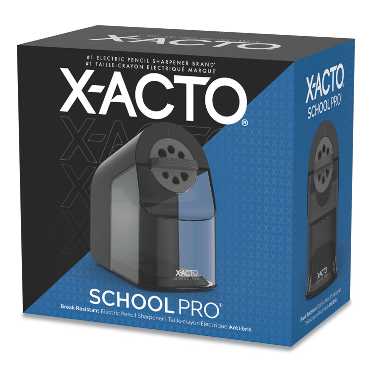 X-ACTO Model 1670 School Pro Classroom Electric Pencil Sharpener, AC-Powered, 4 x 7.5 x 7.5, Black/Gray/Smoke (EPI1670X)