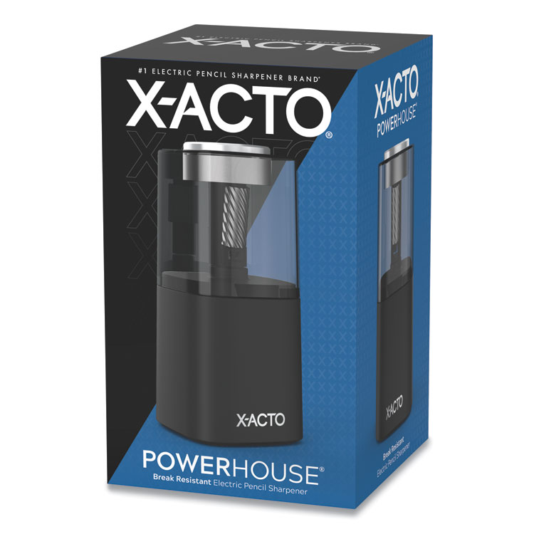 X-ACTO Model 1799 Powerhouse Office Electric Pencil Sharpener, AC-Powered, 3 x 3 x 7, Black/Silver/Smoke (EPI1799X)