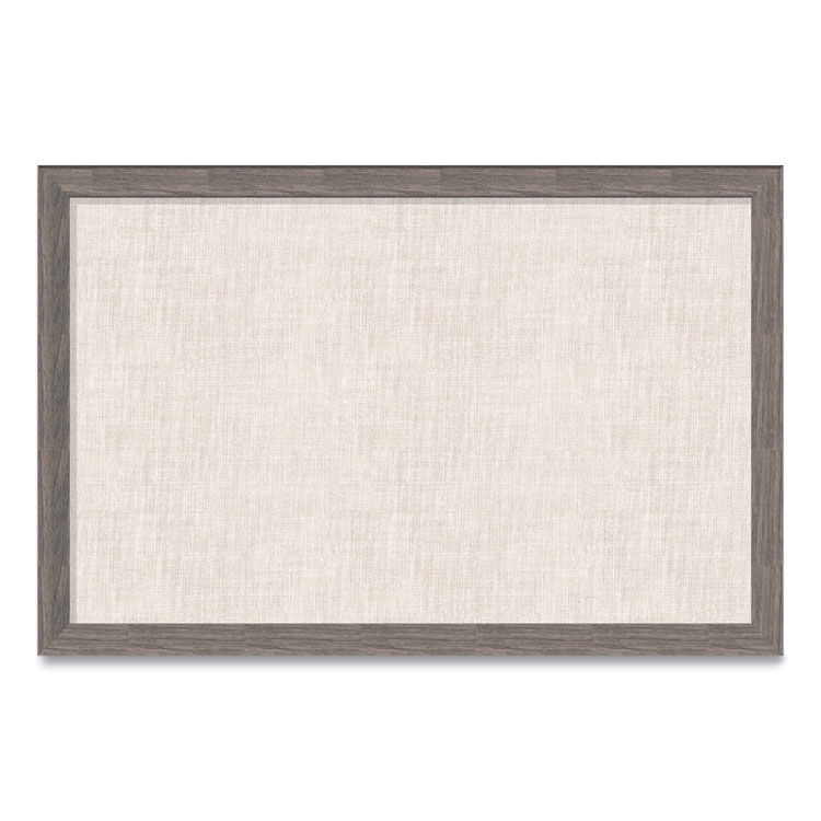 U Brands Linen Bulletin Board with Rustic Frame, 36" x 24" (Actual Size: 35" x 23"), Beige Surface, Brown Wood Frame (UBR4891U0001)