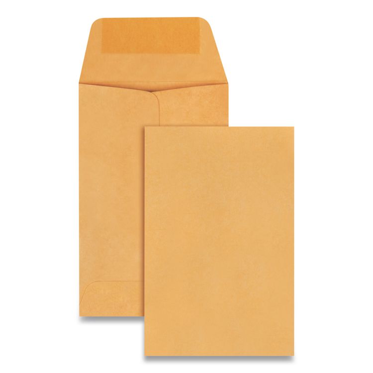 Quality Park Kraft Coin and Small Parts Envelope, #1, Extended Square Flap, Gummed Closure, 2.25 x 3.5, Brown Kraft, 500/Box (QUA50160)