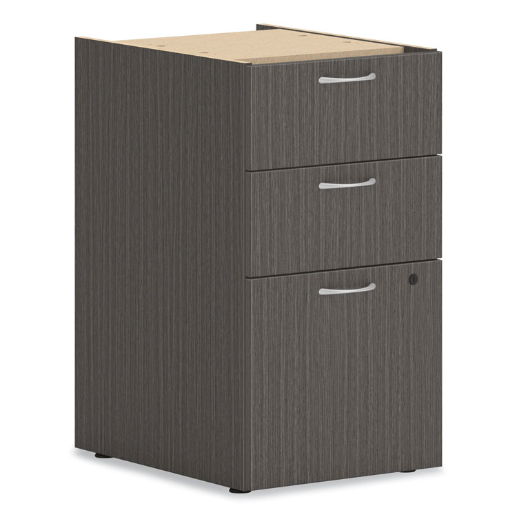 HON Mod Support Pedestal, Left or Right, 3-Drawers: Box/Box/File, Legal/Letter, Slate Teak, 15" x 20" x 28" (HONPLPSBBFLS1)