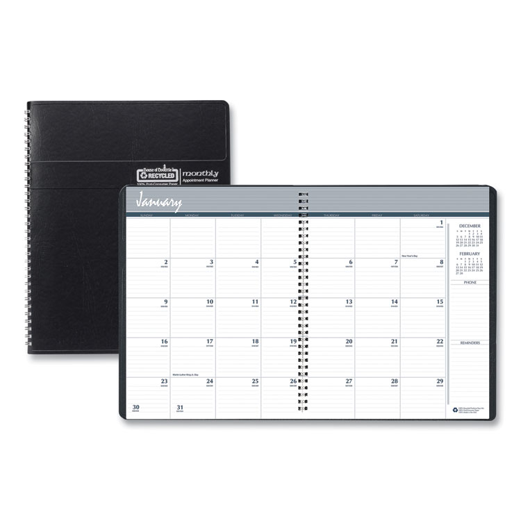 House of Doolittle 14-Month Recycled Ruled Monthly Planner, 11 x 8.5, Black Cover, 14-Month: Dec 2025 to Jan 2027 (HOD26202)