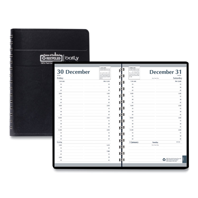 House of Doolittle Memo Size Daily Appointment Book with 15-Minute Schedule, 8 x 5, Black Cover, 12-Month (Jan to Dec): 2026 (HOD28802)