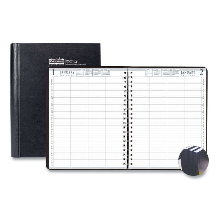 House of Doolittle Executive Series Four-Person Group Practice Daily Appointment Book, 11 x 8.5, Black Hard Cover, 12-Month (Jan to Dec): 2026 (HOD28292)