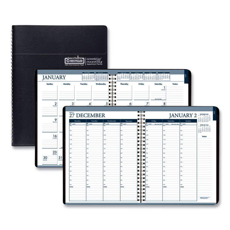 House of Doolittle Recycled Wirebound Weekly/Monthly Planner, 11 x 8.5, Black Cover, 12-Month (Jan to Dec): 2026 (HOD28302)