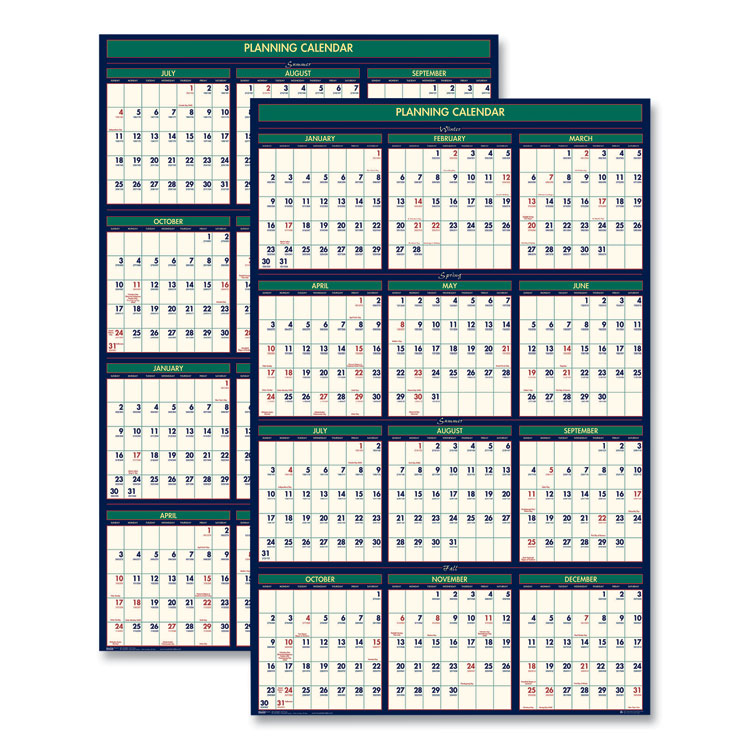 House of Doolittle Four Season Erasable Business/Academic Recycled Wall Calendar, 24 x 37, 12-Month(July-June): 2025-26, 12-Month(Jan-Dec): 2026 (HOD391)