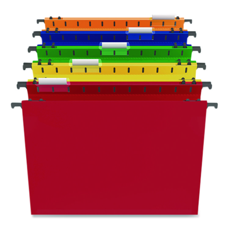 TRU RED Plastic Hanging File Pockets, 1 Section, Letter Size, 1/5-Cut Tabs, Assorted Colors, 5/Pack (TUD706811)