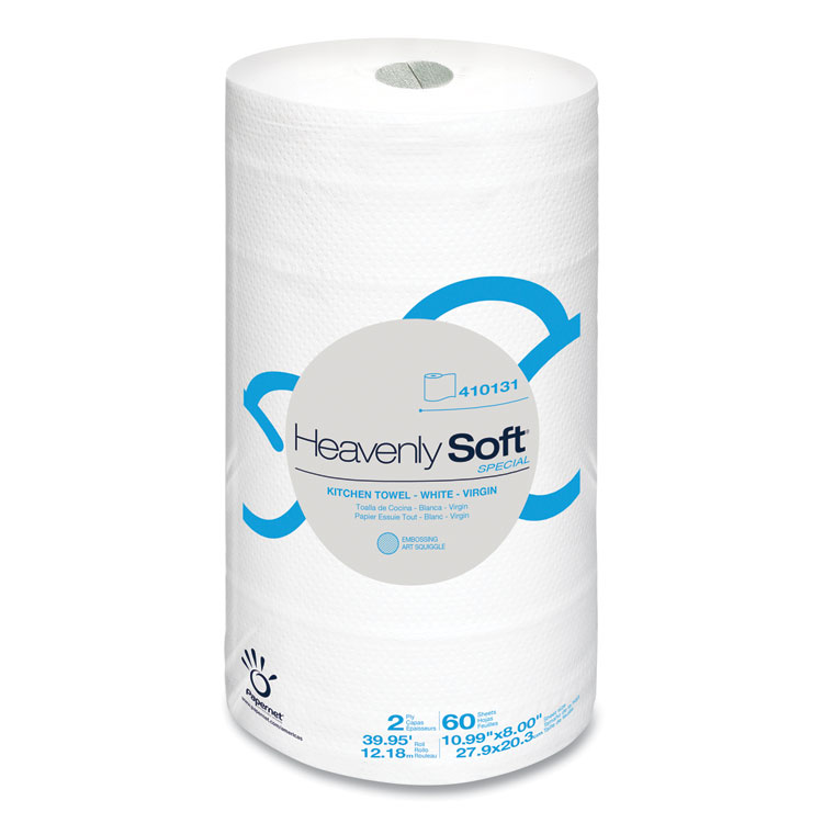 Papernet Heavenly Soft Special Kitchen Paper Towels, 2-Ply, 8 x 11, White, 60/Roll, 30 Rolls/Carton (SOD410131)