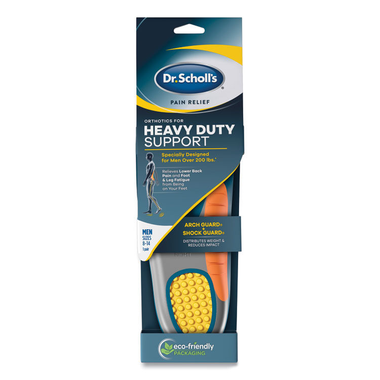 Dr. Scholl's Pain Relief Orthotic Heavy Duty Support Insoles, Men Sizes 8 to 14, Gray/Blue/Orange/Yellow, Pair (DSC59048)