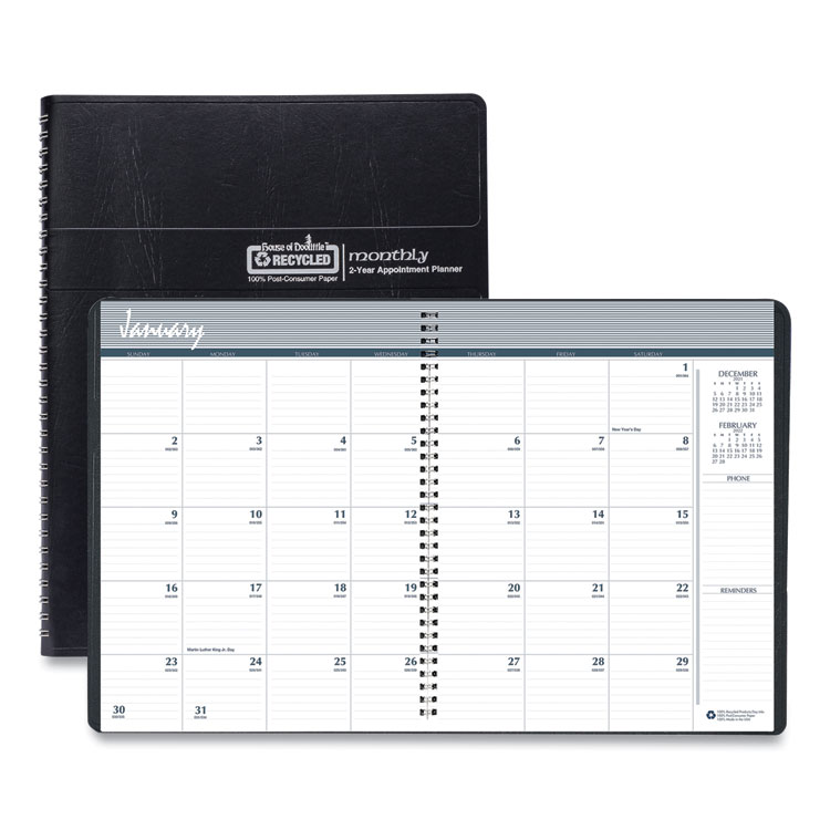 House of Doolittle 24-Month Recycled Ruled Monthly Planner, 11 x 8.5, Black Cover, 24-Month: Jan 2026 to Dec 2027 (HOD262002)