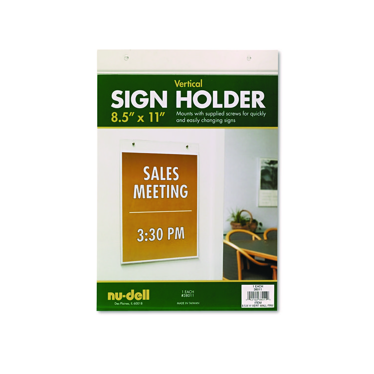 NuDell Acrylic Sign Holder, Vertical, 8.5 x 11, Clear (NUD38011)