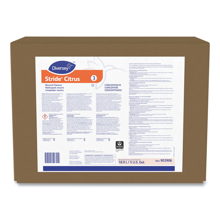 Diversey Stride Neutral Cleaner, Citrus, 5 gal 1 Envirobox/Box (DVS101109754)