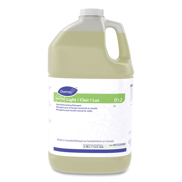 Diversey Suma Light D1.2 Hand Dishwashing Detergent, Citrus, 1 gal Container, 4/Carton (DVO957229280)