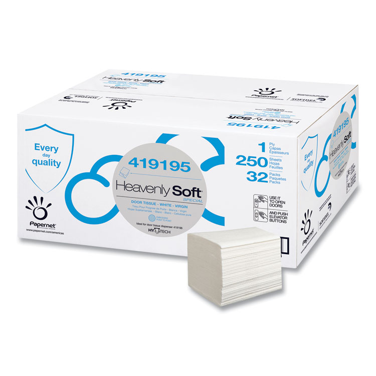 Papernet Heavenly Soft Special Door Tissue, 1-Ply, 4.1 x 5.1, White, 250/Pack, 32 Packs/Carton (SOD419195)