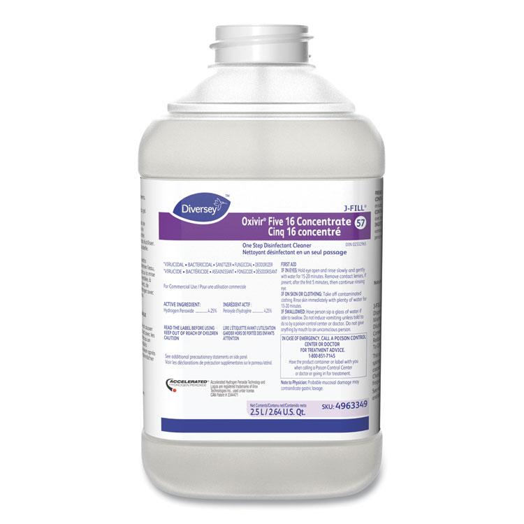 Diversey Oxivir Five 16 Concentrate One Step Disinfectant Cleaner, 84 1/2 oz Bottle, 2/CT (DVS4963331)