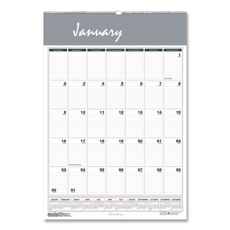 House of Doolittle Bar Harbor Recycled Wirebound Monthly Wall Calendar, 12 x 17, White/Blue/Gray Sheets, 12-Month (Jan-Dec): 2026 (HOD332)