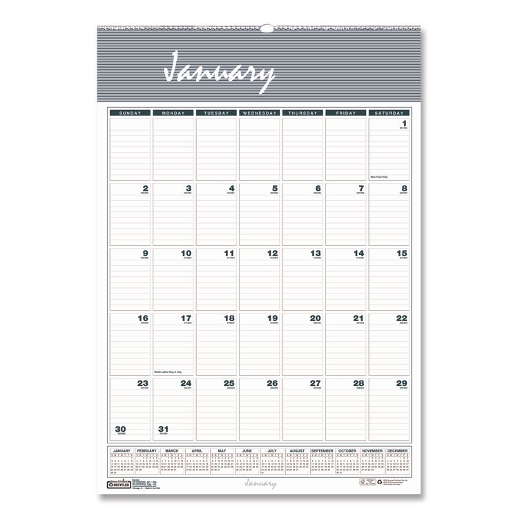 House of Doolittle Bar Harbor Recycled Wirebound Monthly Wall Calendar, 15.5 x 22, White/Blue/Gray Sheets, 12-Month (Jan-Dec): 2026 (HOD333)