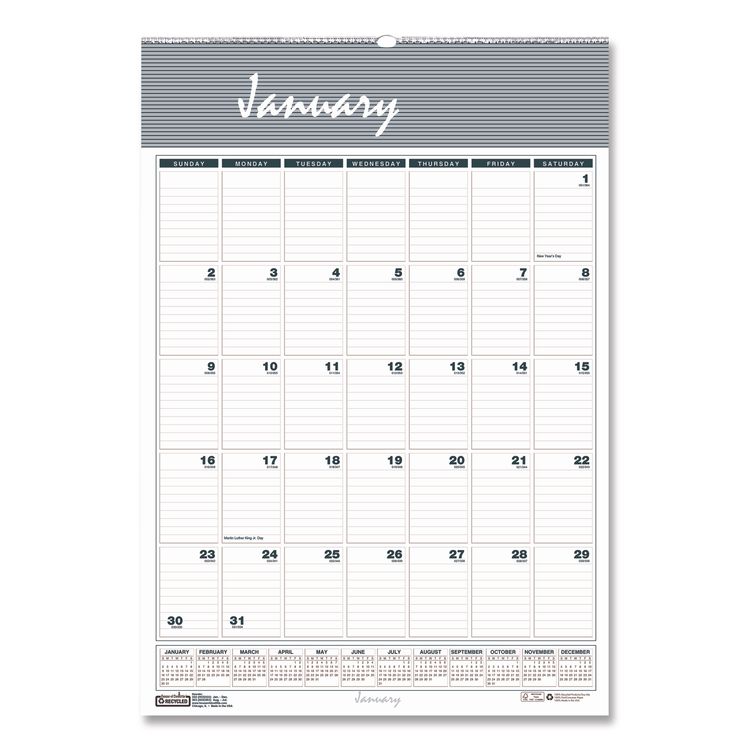 House of Doolittle Bar Harbor Recycled Wirebound Monthly Wall Calendar, 8.5 x 11, White/Blue/Gray Sheets, 12-Month (Jan-Dec): 2026 (HOD331HD)