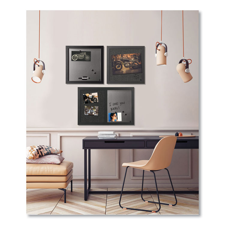 MasterVision Black Shadow Message Board Set, (1) Magnetic Dry Erase, (1) Bulletin, (1) Dry Erase/Bulletin, Assorted Sizes, Assorted Colors (BVCSOR034)