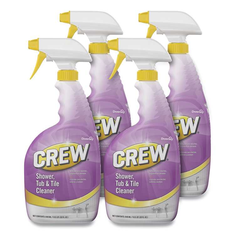 Diversey Crew Shower, Tub and Tile Cleaner, Liquid, 32 oz, 4/Carton (DVOCBD540281)