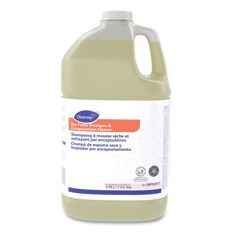 Diversey Dry Foam Shampoo and Encapsulation Cleaner, Liquid, 1 gal, 4/Carton (DVS9BP92017)