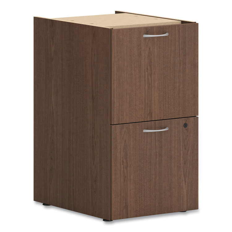 HON Mod Support Pedestal, Left or Right, 2 Legal/Letter-Size File Drawers, Sepia Walnut, 15" x 20" x 28" (HONPLPSFFLE1)