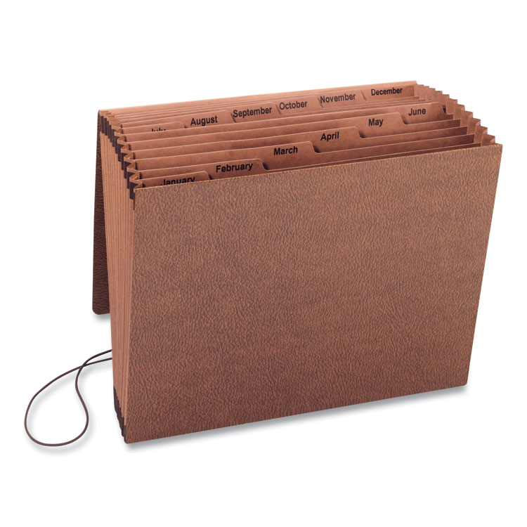 Smead TUFF Expanding Wallet, 12 Sections, Elastic Cord Closure, 1/6-Cut Tabs, Letter Size, Redrope (SMD70388)