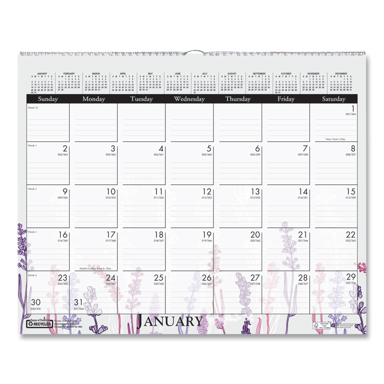 House of Doolittle Recycled Wild Flower Wall Calendar, Wild Flowers Artwork, 15 x 12, White/Multicolor Sheets, 12-Month (Jan to Dec): 2026 (HOD3469)