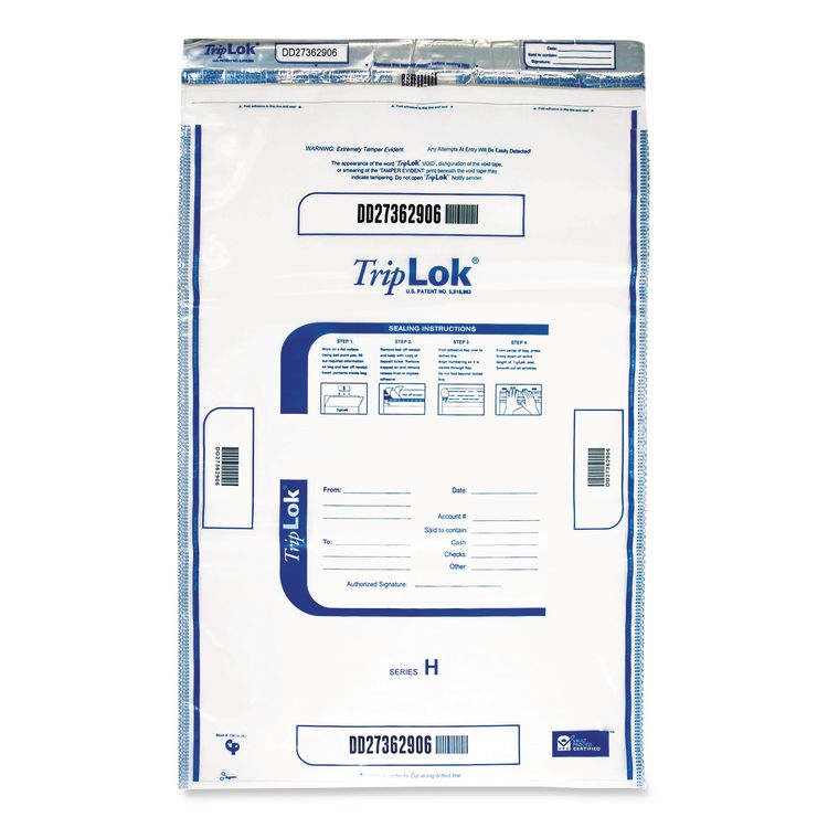 TripLOK Deposit Bag, Plastic, 12 x 16, Clear, 100/Pack (CNK585040)