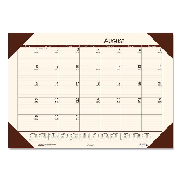 House of Doolittle EcoTones Recycled Academic Desk Pad Calendar, 18.5 x 13, Cream Sheets, Brown Corners, 12-Month (Aug to July): 2025 to 2026 (HOD012541)