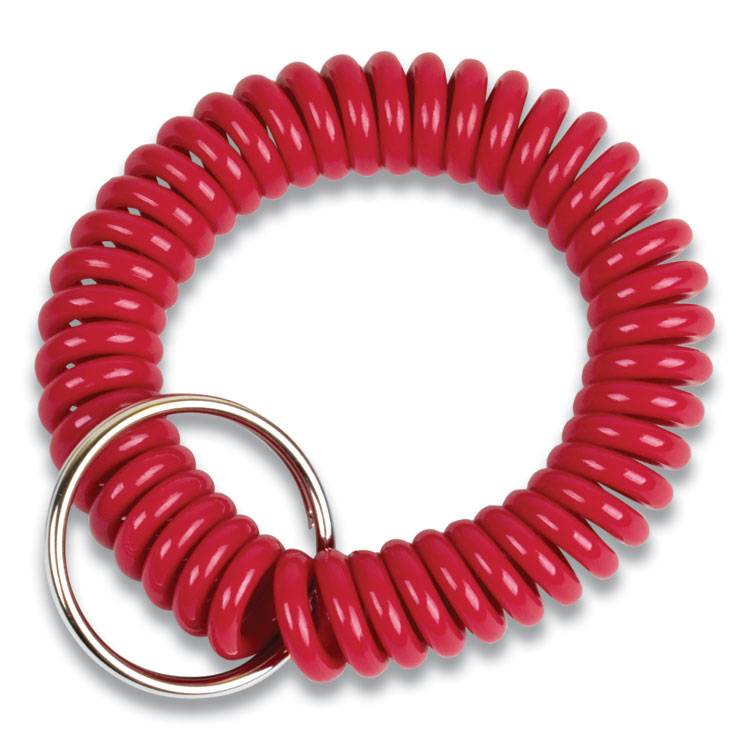 CONTROLTEK Wrist Key Coil Key Organizers, Red, 12/Pack (CNK565123)