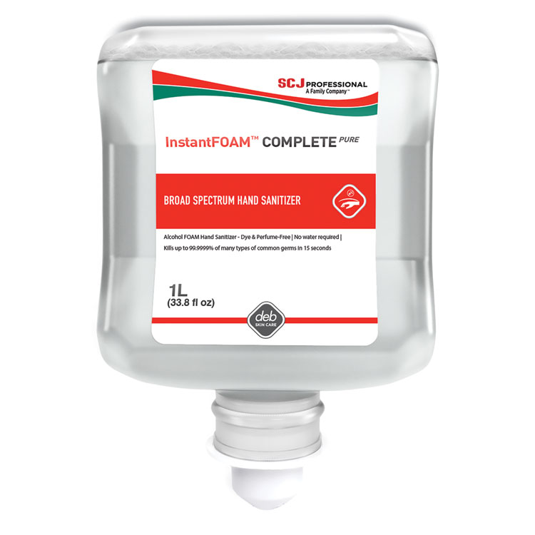 SC Johnson Professional InstantFOAM COMPLETE PURE Alcohol Hand Sanitizer, 1 L Refill, Fragrance-Free, 6/Carton (SJNIFC1L)