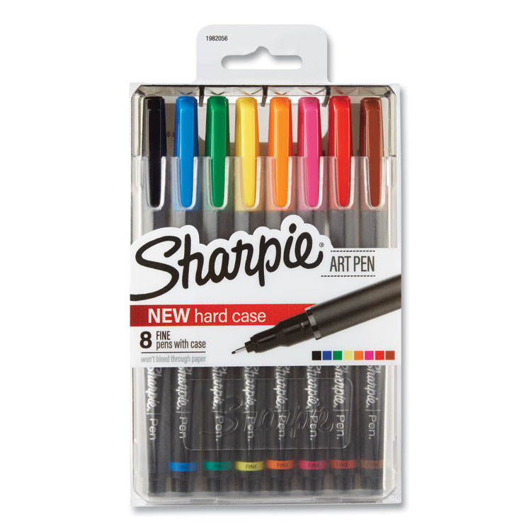 Sharpie Art Pen Porous Point Pen, Stick, Fine 0.4 mm, Assorted Ink and Barrel Colors, 8/Pack (SAN1982056)