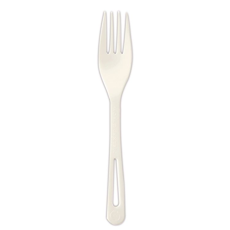 World Centric TPLA Compostable Cutlery, Fork, Plastic, White, 1,000/Carton (WORFOPS6)