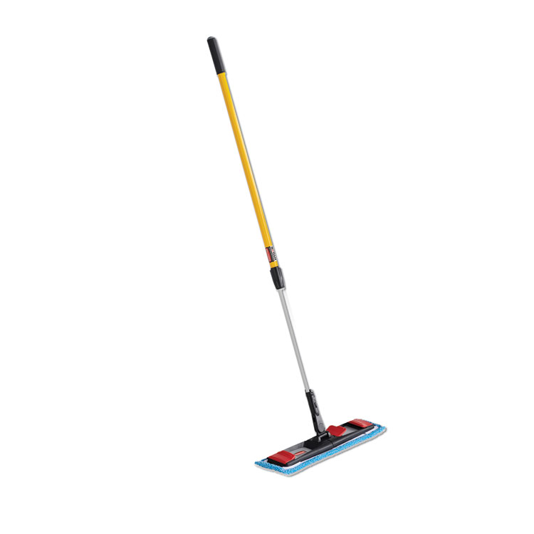 Rubbermaid Commercial Adaptable Flat Mop Kit, 19.5 x 5.5 Blue Microfiber Head, 48" to 72" Yellow Aluminum Handle (RCP2132426)