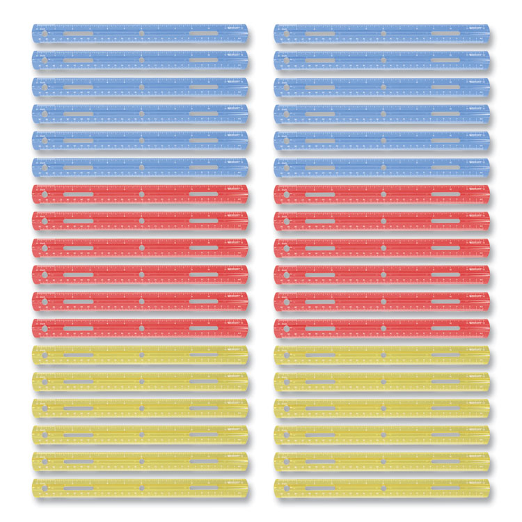 Westcott Plastic Ruler, Standard/Metric, 12" (30 cm) Long, Assorted Translucent Colors (ACM17722)