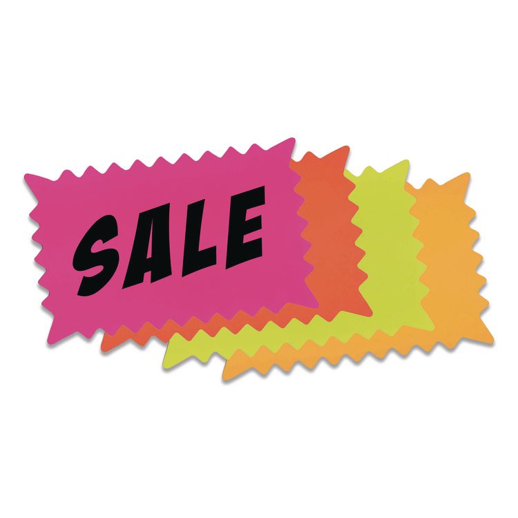 COSCO Write-On â€œDo It Yourselfâ€ Sign, Rectangular Burst, Die-Cut Paper, 10.13 x 6.38, Assorted Fluorescent Colors, 36/Pack (COS090251)
