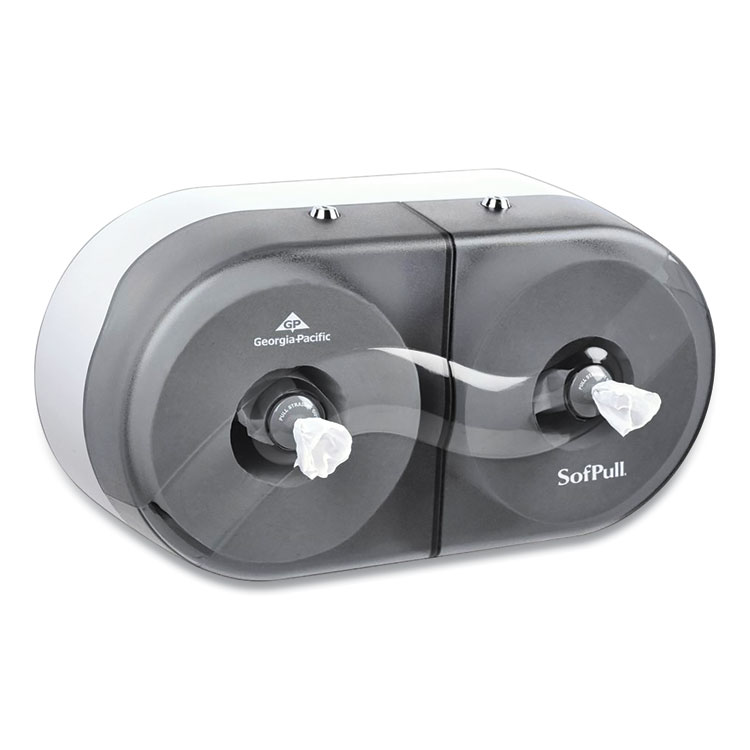 Georgia Pacific Professional SofPull Twin High-Capacity Center-Pull Bathroom Tissue Dispenser, 20.13 x 7 x 10.75, Smoke (GPC56509)
