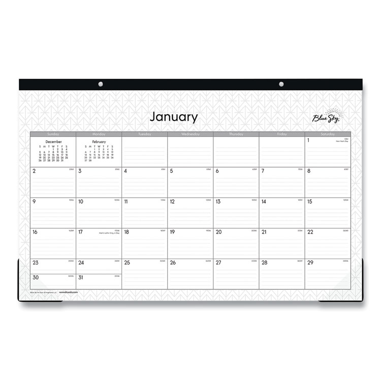 Blue Sky Enterprise Desk Pad, Geometric Artwork, 17 x 11, White/Gray Sheets, Black Binding, Clear Corners, 12-Month (Jan to Dec): 2026 (BLS111293)