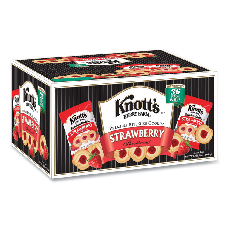 Knott's Berry Farm Premium Berry Jam Shortbread Cookies, Strawberry, 2 oz, 36/Carton (KNOBIS59637)