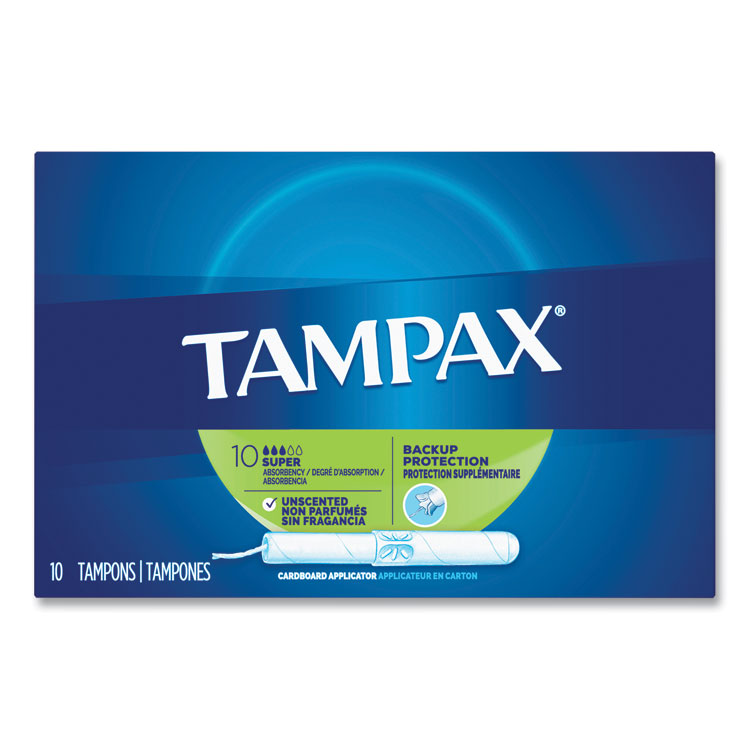 Tampax Cardboard Applicator Tampons, Super, 10/Box (PGC31409)