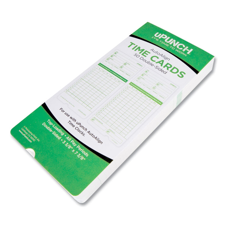 uPunch Time Clock Cards for uPunch HN3000, Two Sides, 7.37 x 3.37, 50/Pack (PPZHNTCG1050)