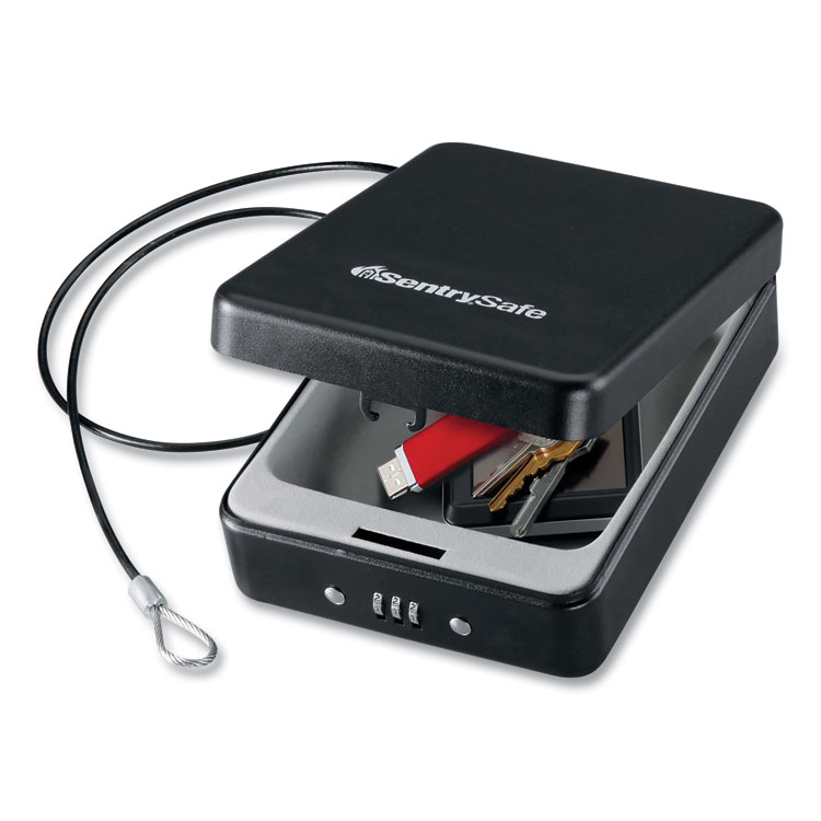 Sentry Safe P005C Portable Combination-Lock Security Safe, 0.05 cu ft, 5.9 x 8 x 2.6, Black (SENP005C)