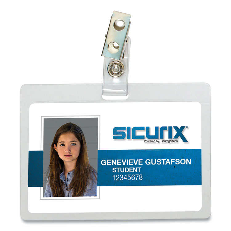 SICURIX Self Laminating Badge Holder, Horizontal, 3.5 x 2.25, Clear, 25/Pack (SRXBAU62916)