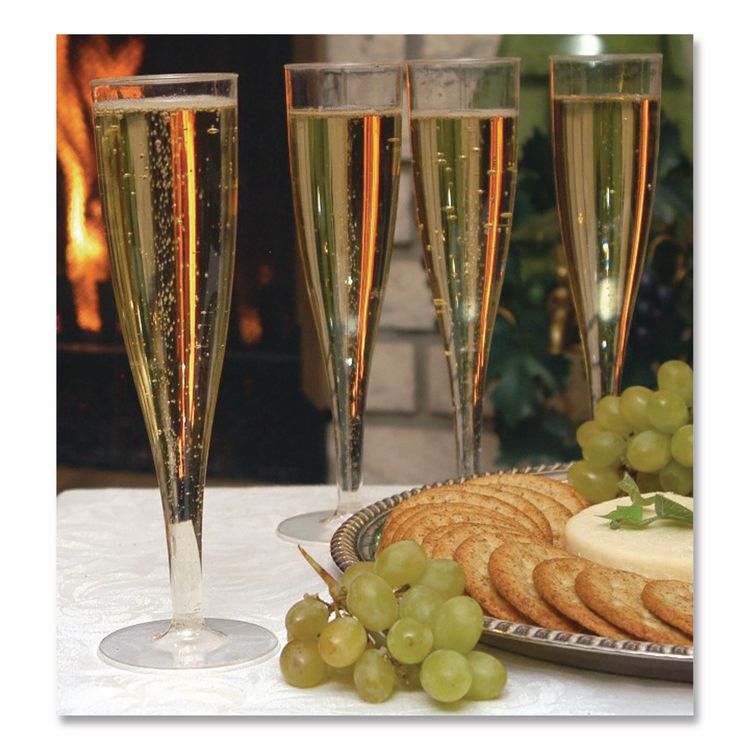 Tablemate Plastic Champagne Glasses, 5 oz, Clear, 10/Pack (TBL0244Z)