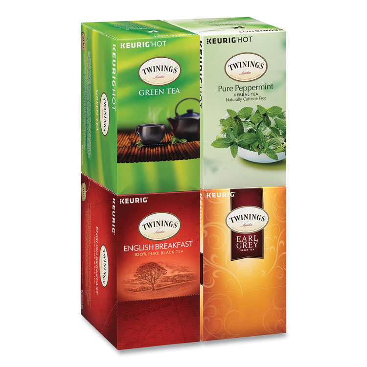 TWININGS Tea K-Cups, Assorted, 0.11 oz K-Cups, 24/Box, 4 Boxes/Carton (TWG54192)