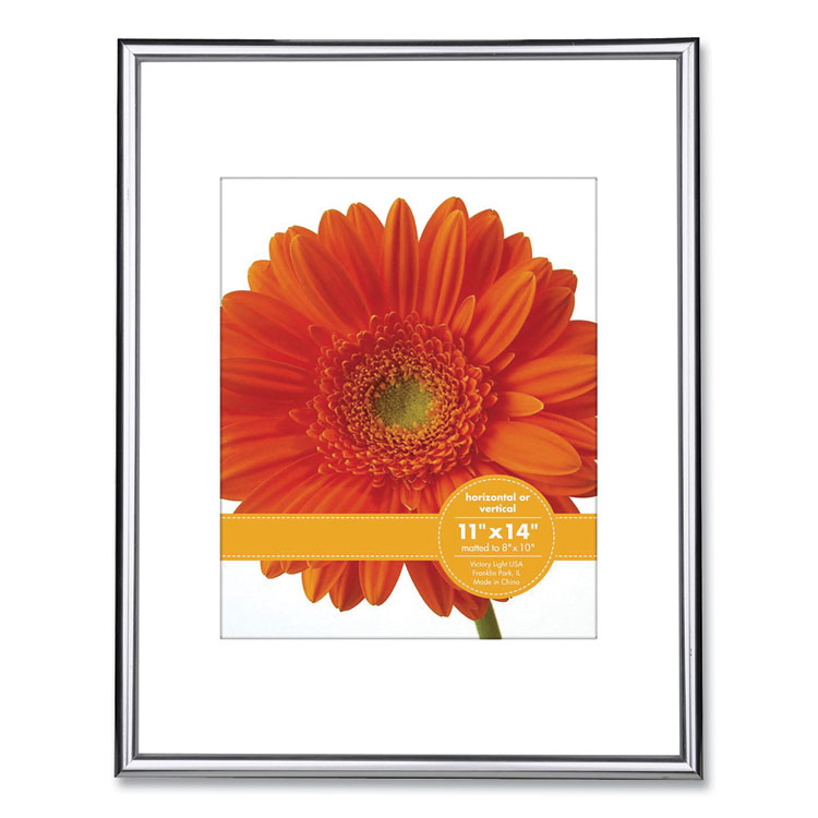 VLUVF2001B1114S - Victory Light Metallic Poster Frame with Mat, 8 x 10 Insert, Silver/Black (VLUVF2001B1114S)