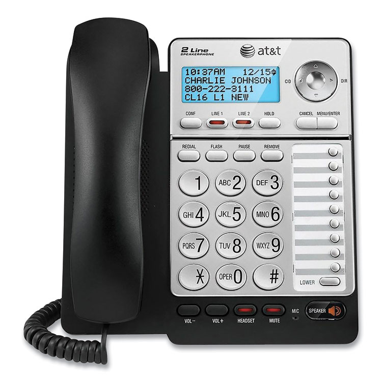 AT&T ML17928 Two-Line Corded Speakerphone, Black/Silver (ATTML17928)