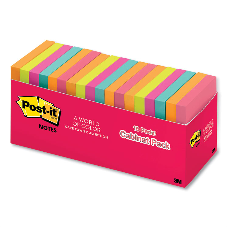 Post-it Notes Original Pads in Poptimistic Colors, Cabinet Pack, 3 x 3, 100 Sheets/Pad, 18 Pads/Pack (MMM65418CTCP)