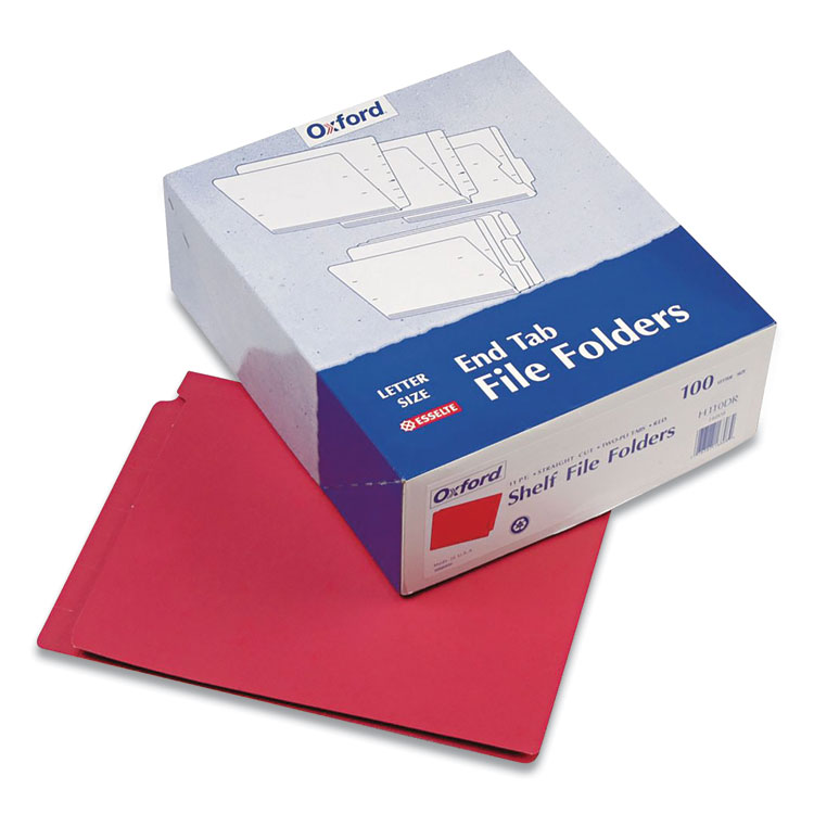 Pendaflex Colored End Tab Folders with Reinforced Double-Ply Straight Cut Tabs, Letter Size, 0.75" Expansion, Red, 100/Box (PFXH110DR)